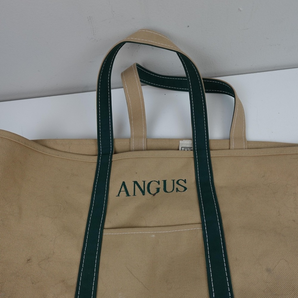 L.L.Bean Boat And Tote Canvas Bag Womens Extra Large Natural Green Open Top - Picture 2 of 7